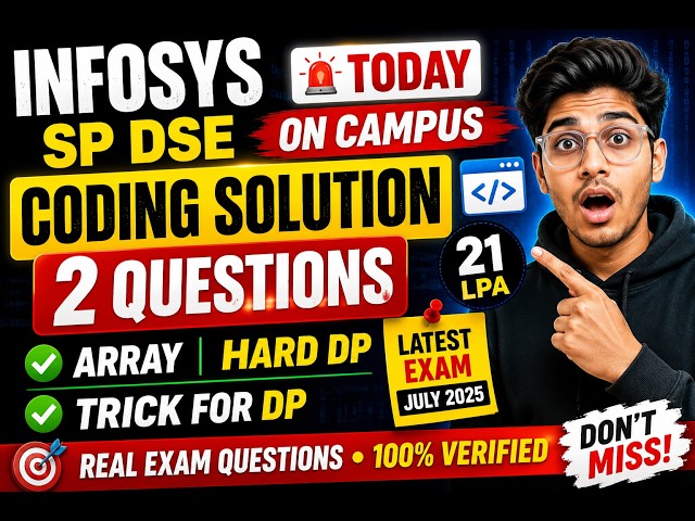 Infosys SP DSE Today On-Campus Coding Questions Solution | Array + Hard DP Trick