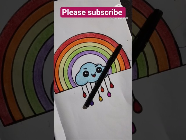 how to draw cute cloud with rainbow 🌈🌈🌈 #shorts #youtube #trending