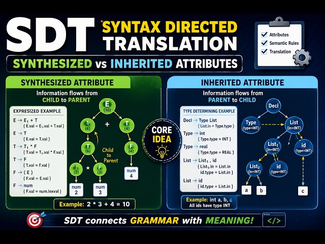 SDT in Compiler Design | Synthesized & Inherited Attributes Explained
