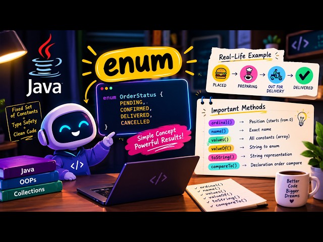 Java Enum  🔥 | enum, ordinal(), values(), valueOf() & More | Real-Life Example