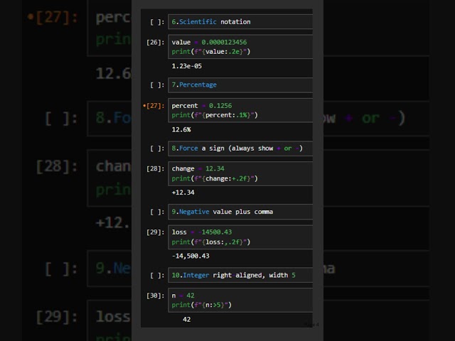 2.20 Numeric Formatting Examples with f Strings