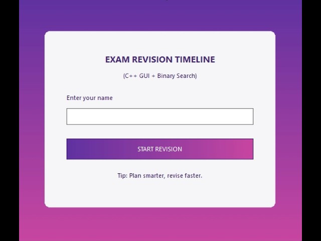 Data Structures(Binary Search Tree) ExamTimeLine Planner App