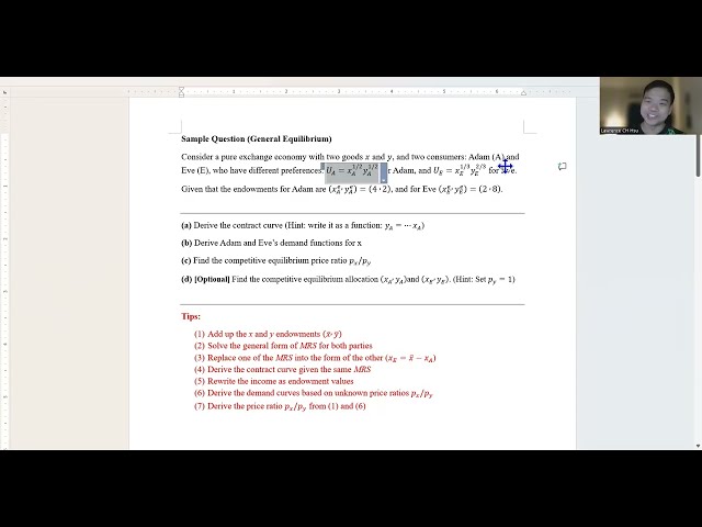 ECO200 Summer 2026 (General Equilibrium Practice)