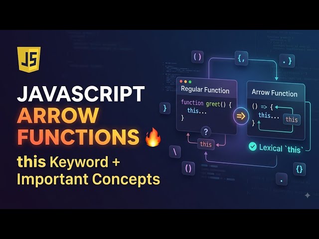 JavaScript Arrow Functions 🔥 | this Keyword + Important Concepts#javascript #webdevelopment #tech 