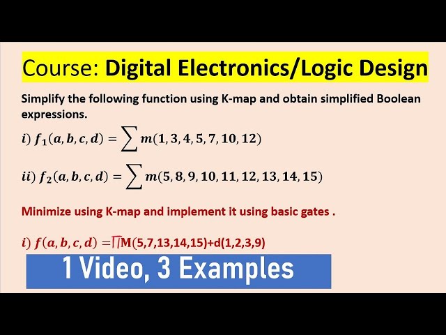 Simplification of Boolean expressions using Kmap.