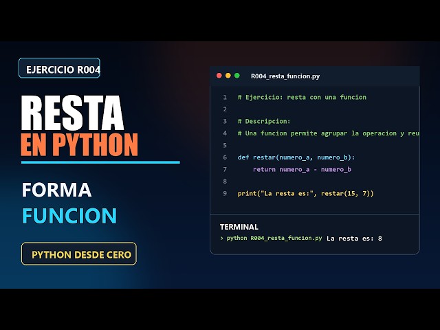 Crear una funcion para restar en Python | Ejercicio 4