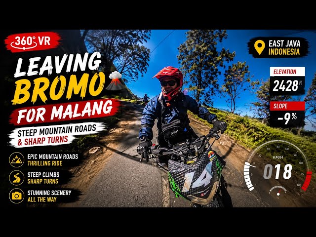 [39] 360° VR Bromo Journey 2026 | Leaving Bromo for Malang 🌋🏍️ | Steep Mountain Roads & Sharp Turns 