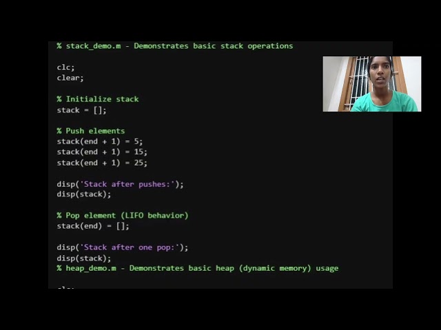 7-Demonstrate program execution using stack and heap memory 