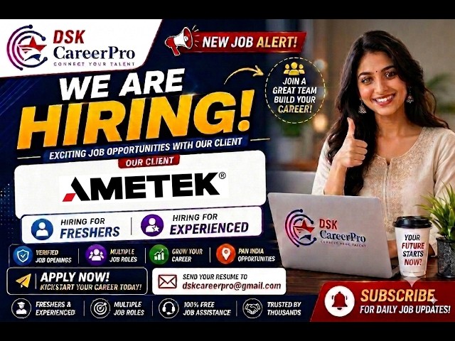 AMETEK Hiring Fresher | MNC Jobs for 2025 to 2026 Batch |₹6 LPA | IT | ECE Jobs.