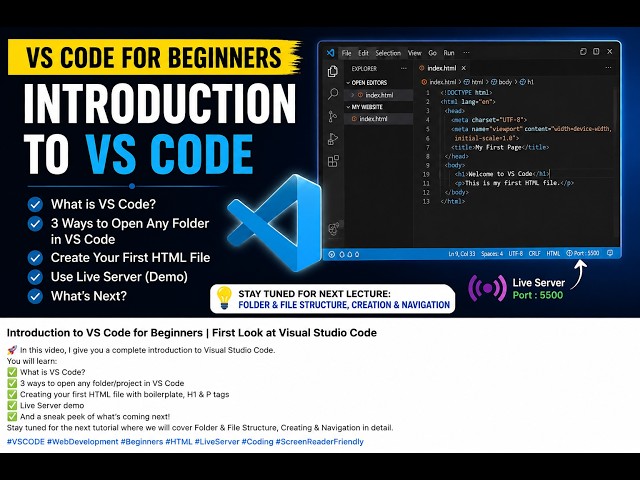 Introduction to VS Code for Beginners | Screen Reader FriendlyvsCodeIntro