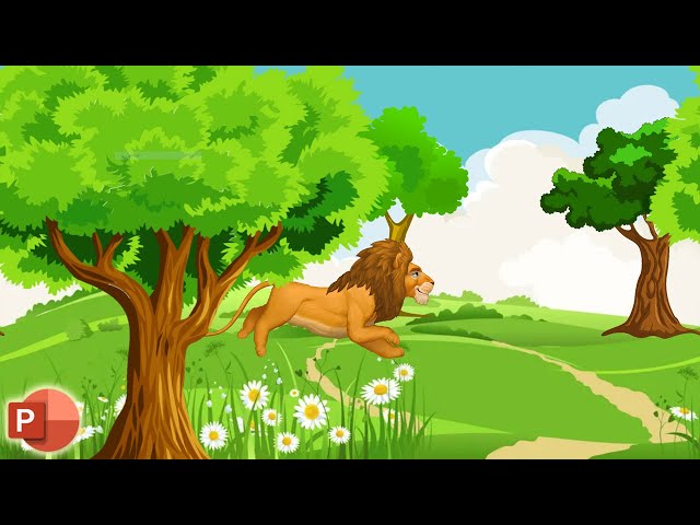 Make Lion Running Animation Video on PowerPoint | Make Animation Scene in PowerPoint