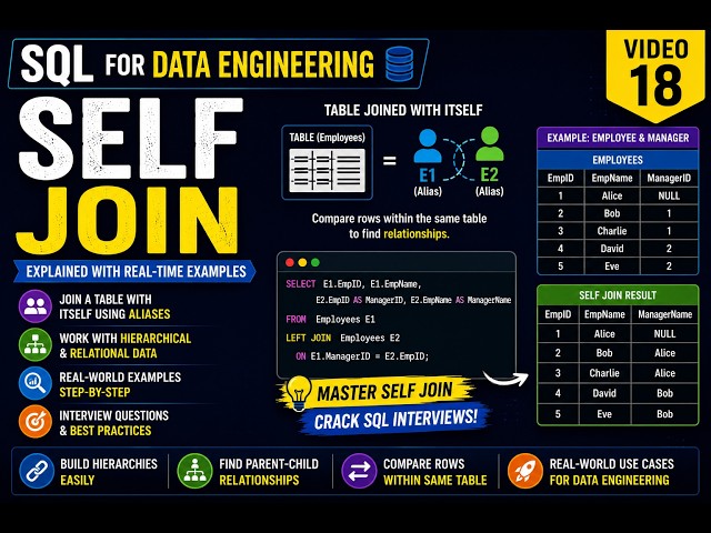 SQL for Data Engineering | Video-18 | SELF JOIN