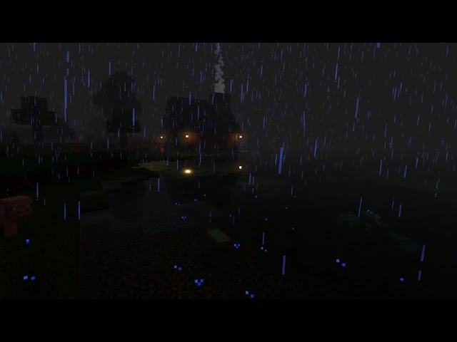 🌧 Minecraft Heavy Rainfall and Lakeshore Cabin Ambience w/music 🌧