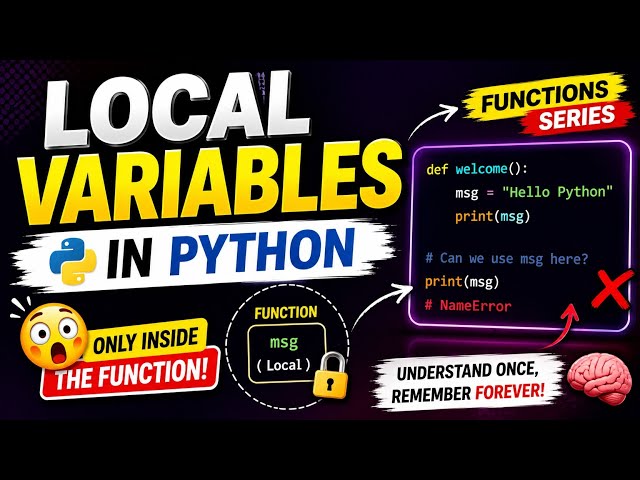 #26 Local Variables in Python | Easy | Python Functions Tutorial | Scope of Variables for Beginners📍