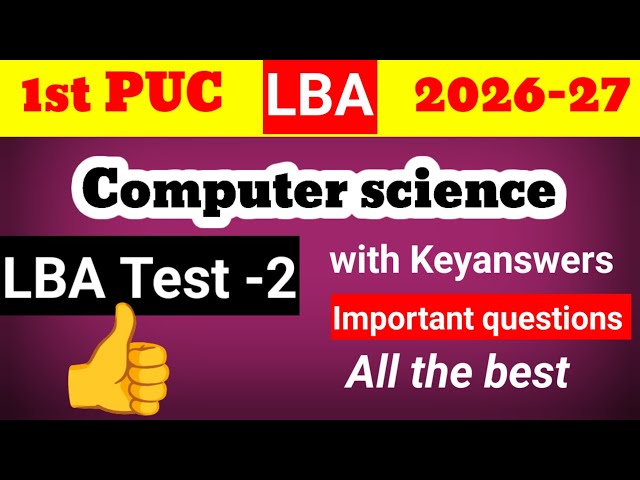 1st PUC computer science LBA 2 model question paper unit test 2 with answers karnataka 2026-27