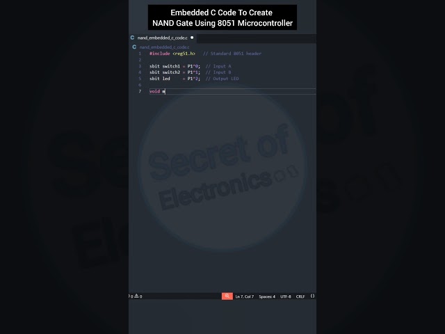 Embedded C Code to Create NAND Gate Using 8051 Microcontroller