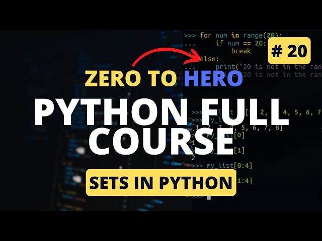 Sets in Python | Set data type in Python |  Python Tutorial - Python Full Course 2023