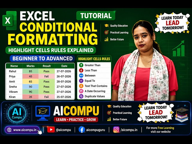 Excel Conditional Formatting Tutorial | Highlight Cells Rules Explained | Beginner to Advanced