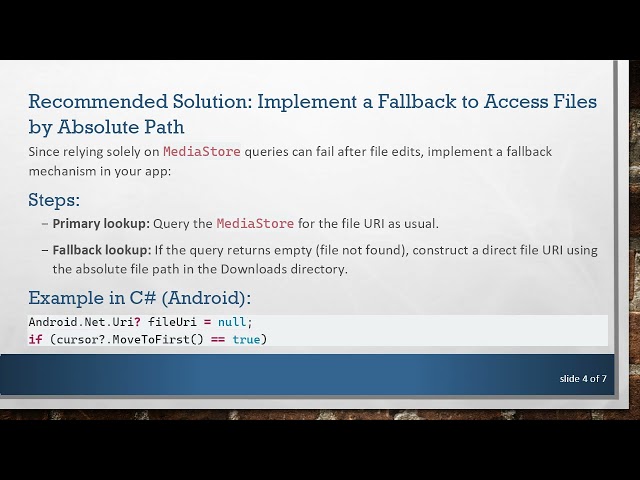 Handling MediaStore Accessibility Issues for Excel Files on Android 14 in .NET MAUI