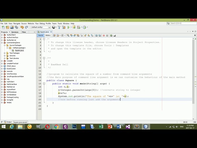 Java Program to pass Value as command Line arguments - from netbeans