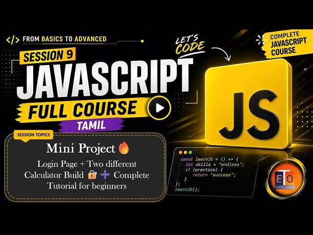 JavaScript Session 9 Tamil | Build Login Page with Attempts + Calculator 🔥 Mini Project