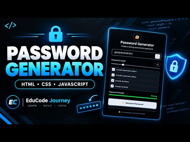 Build a Password Generator with HTML, CSS & JavaScript 🔐 | Beginner Web Project