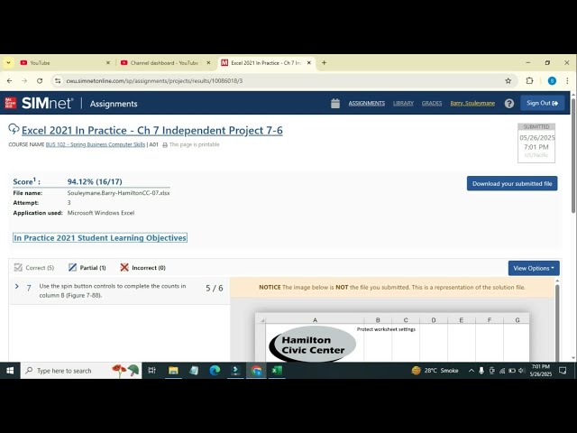Excel 2021 In Practice Ch 7 Independent Project 7-6 | SIMnet help Excel 2024 Part 1