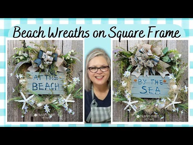 🌊⚓️ BEACH WREATHS on Square 16" Frame || Burlap and Floral || Coastal