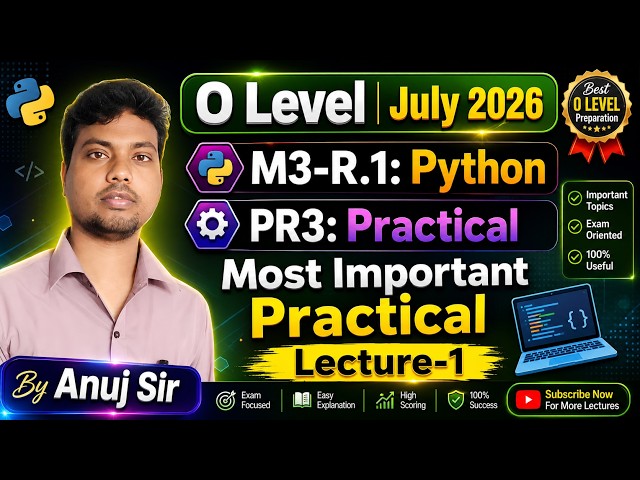 O Level Python PR3 Practical Questions 2026 | Most Expected Programs | M3-R5.1 Lecture-1