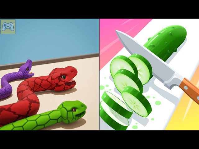 Colorful Snake vs Perfect Slices ✦ ASMR Gameplay Android iOS • 2048 Number Merge Race Games