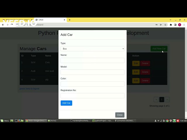 Simple Cars System Applying CRUD Operations  | Python (Flask) Web Based Application