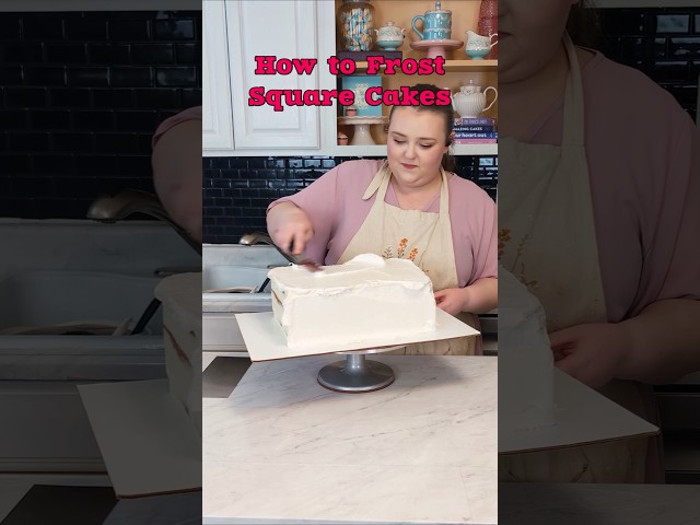 Square Cake Tutorial 🥳#tutorial #cakedecorating #squarecake #buttercream #caketutorial