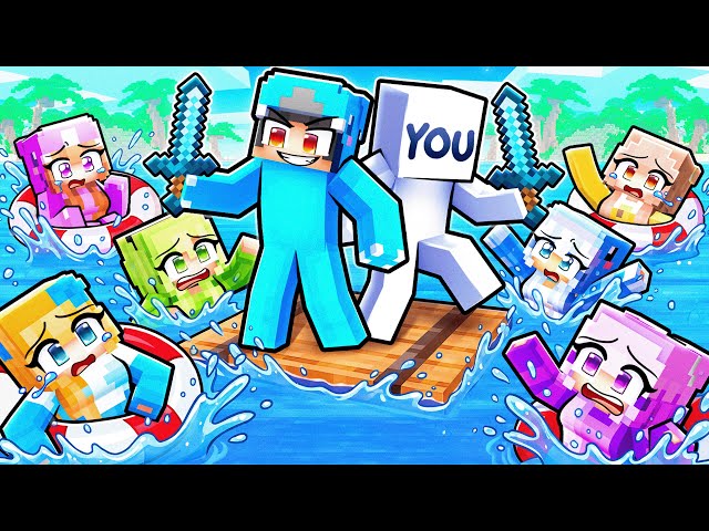 ¡Conoces a MIS FANÁTICAS LOCAS en una balsa en Minecraft!