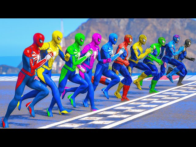 SPIDERMAN PS4 COLOR TEAM VS ZOMBIES SPIDERMAN COLORS | SUPERHEROES Running Challenge #1033
