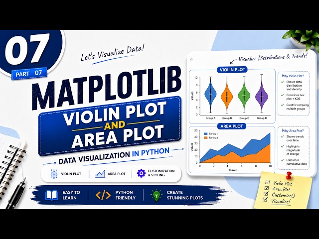 07. Matplotlib Violin Plot & Area Plot Tutorial | Python Data Visualization for Beginners(Hindi)