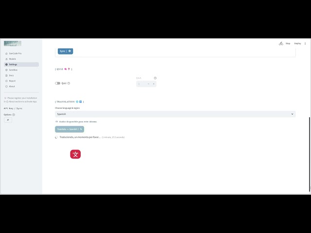 Setup in Spanish Español