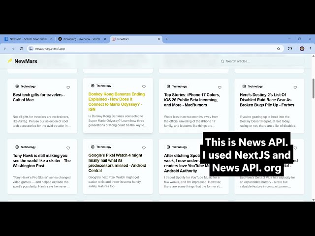 Top news using api || News API org