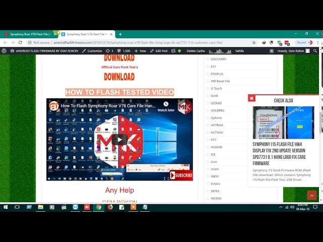 Symphony V78 Flash After Dead Recovery Solution 100% Tested Firmware