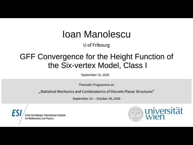 Ioan Manolescu - GFF Convergence for the Height Function of the Six-vertex Model, Class I