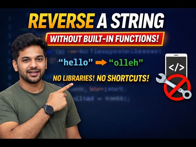 Reverse a String in JavaScript Without Built-In Functions | For Loop Logic | Telugu