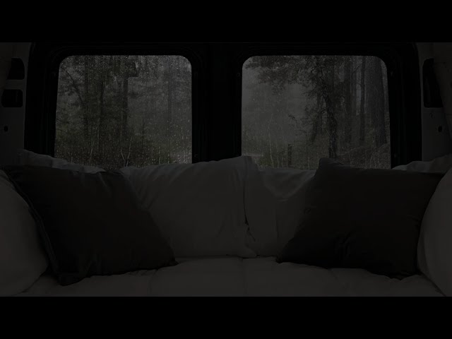 8 hours in a van in the pouring rain and thunderstorm for rest and sleep | car camping