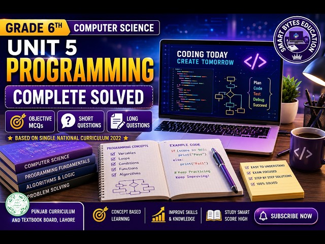 Unit 5|6th Class Computer Science  Programming | Complete Solved | MCQs, Short & Long Questions