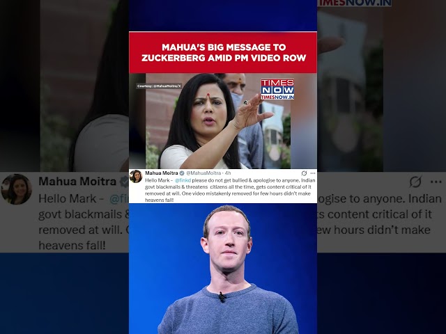 Mahua Moitra's Big Message To Mark Zuckerberg Amid PM Video Row #shorts