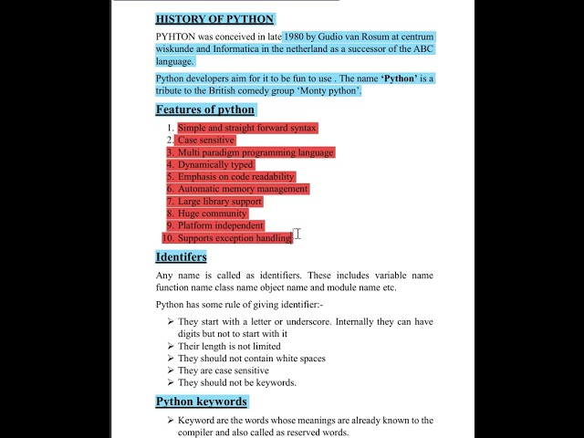 History of Python |Features #Identifers #PythonKeywords  #coding #programming #pythontutorial #tech
