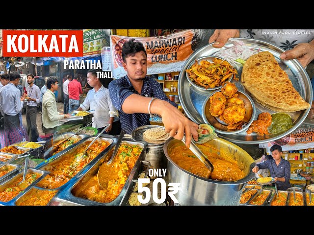 50₹/- Only PARATHA Thali In INDIA | 2 Sabji 2 Chutney 2 Paratha | Ghee Paratha |@IndianFoodStories1 