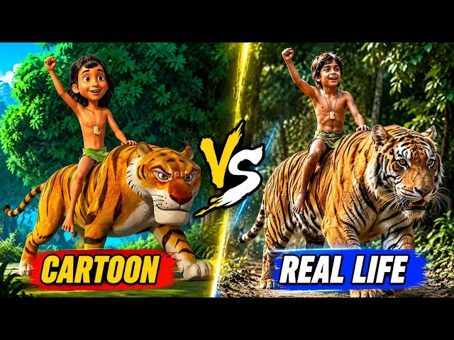 The Jungle Book: All Characters Cartoon VS Real Life! 🐺🌿 Mowgli cartoon #mowgli