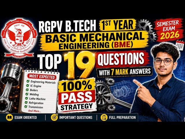 RGPV BME Top 16 Important Questions 2026 | Basic Mechanical Engineering | 1st Year