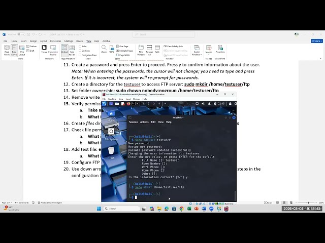 CIS-41A Lab 3 - Wednesday Session: Vulnerability Assessment of FTP and Web Server in Kali Linux