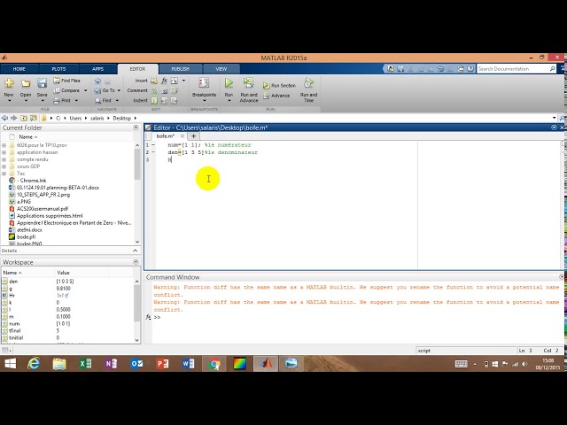 Diagrammes de bode avec MATLAB