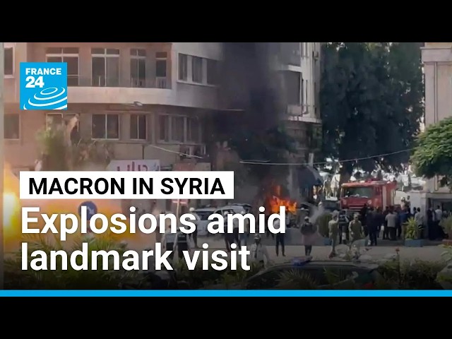 Explosions heard near Macron's Damascus hotel amid high-risk, landmark visit • FRANCE 24 English